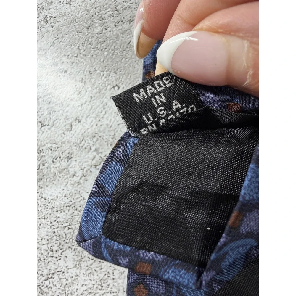 Geoffrey Beene Tie Mens One Size Blue Geometric Jacquard 100% Silk Designer